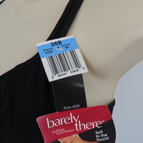 Vintage Barely There 36B Style 4328 Solid Black Underwire Microfiber Bra NEW NWT - Picture 5 of 15